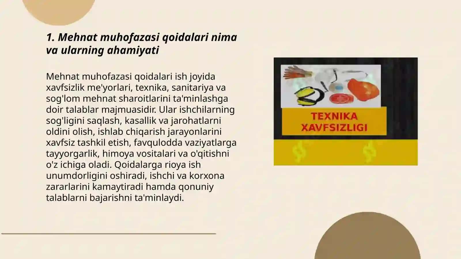 Mehnat muhofazasi qoidalariga amal qilish 3
