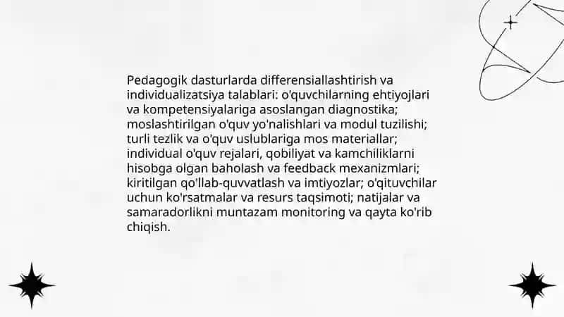 Pedagogik dasturlar yaratishga qo'qiladigan talablar 3