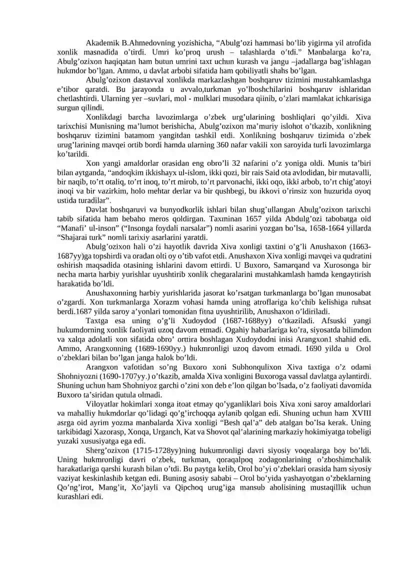 Xiva xonligi: hududi, mu’muriy tuzilishi, markaziy va mahalliy boshqaruv tartiblari 3