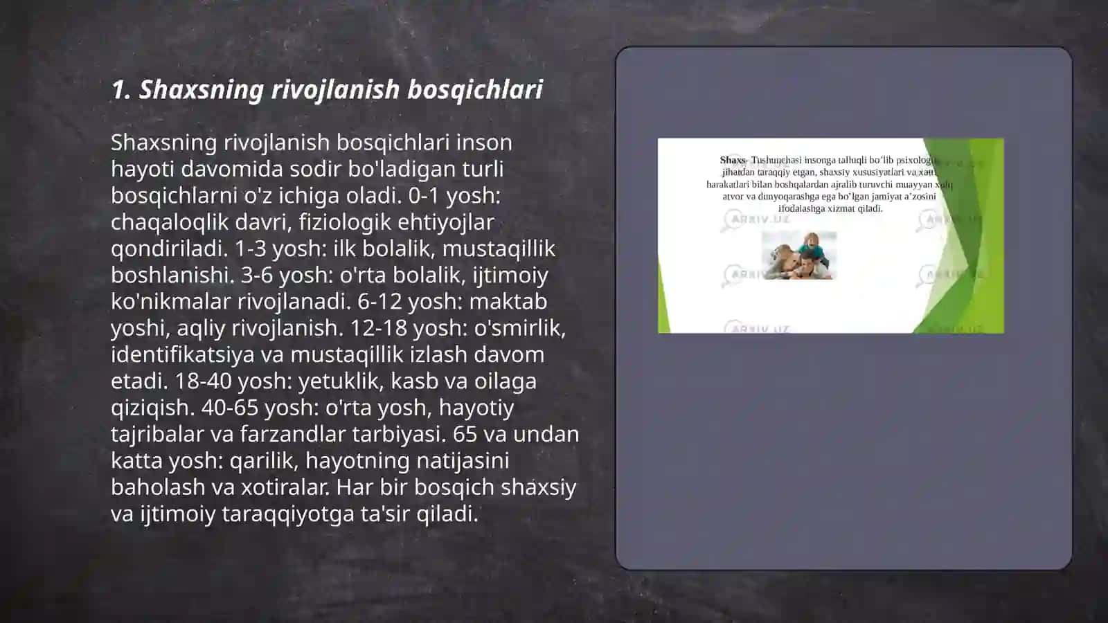Shaxsning rivojlanishi,tarbiyasi va ijtimoiylashuvi 3