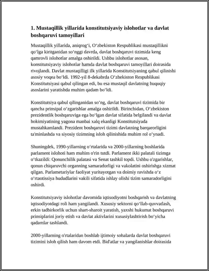 MUSTAQILLIK YILLARIDA DAVLAT BOSHQARUVI TIZIMIDA AMALGA OSHIRILGAN ISLOHOTLAR 3