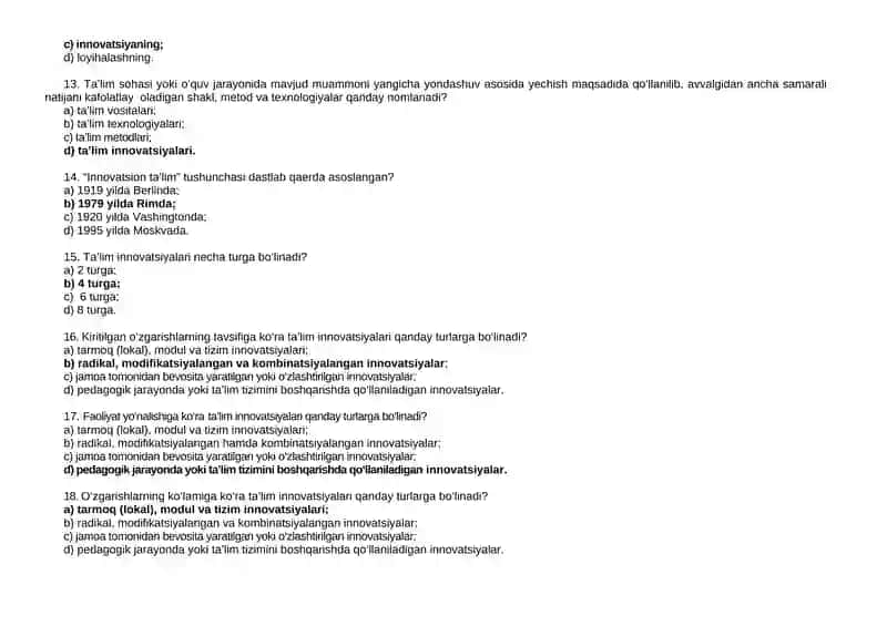 INNOVATSION TA’LIM TEXNOLOGIYaLARI MODULI BO‘YIChA TEST TOPShIRIQLARI 3