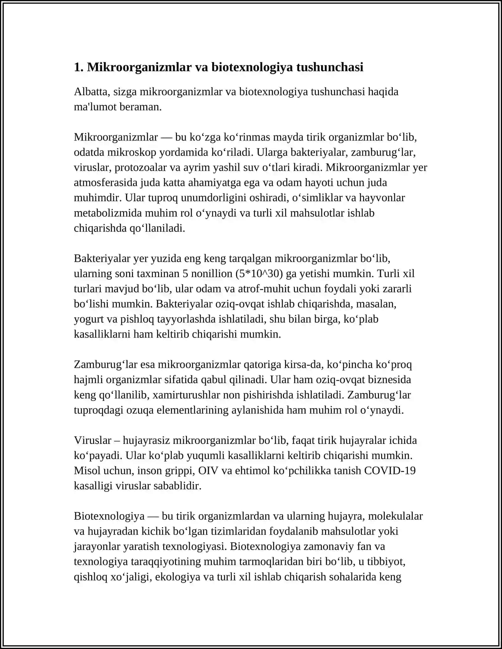MIKROORGANIZMLARNI BIOTEXNOLOGIYADA QO`LLANILISHI 3
