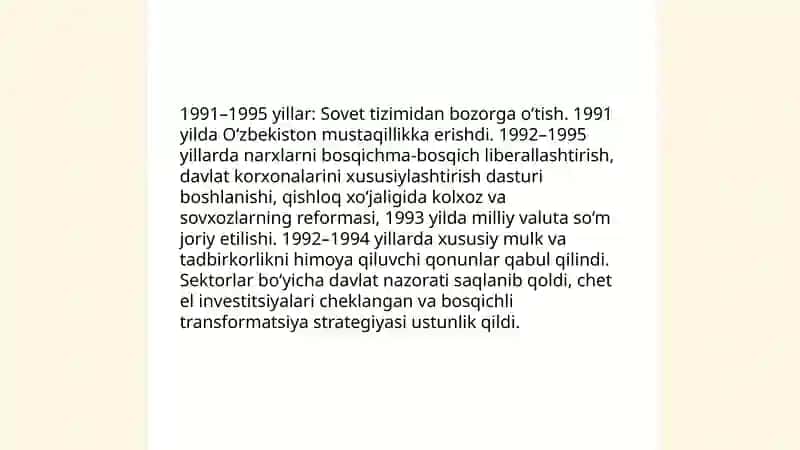 O'zbekistonda bozor iqtisodiyotining rivojlanish bosqichlari 3