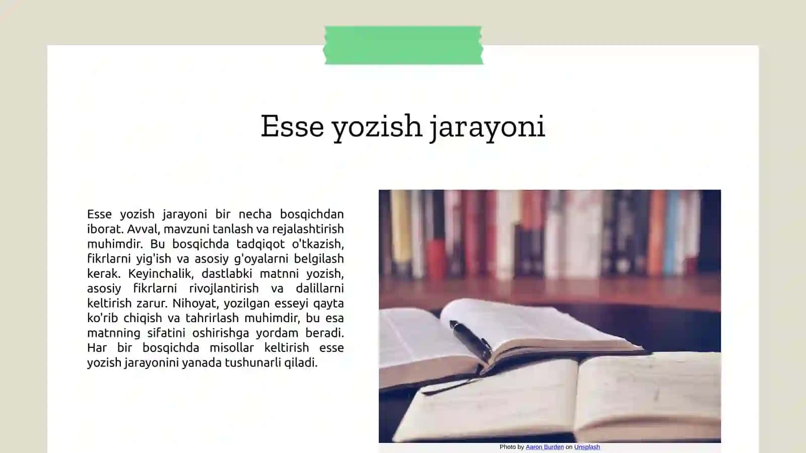 Ona tili darslarida esse yozish texnikasi 3
