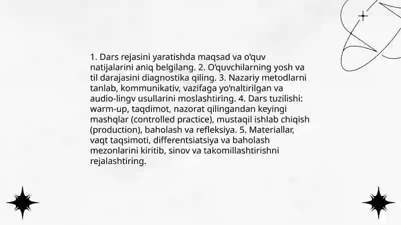 Nazariy metodlarni sinf amaliyotida qo‘llash: dars rejasini yaratish 3