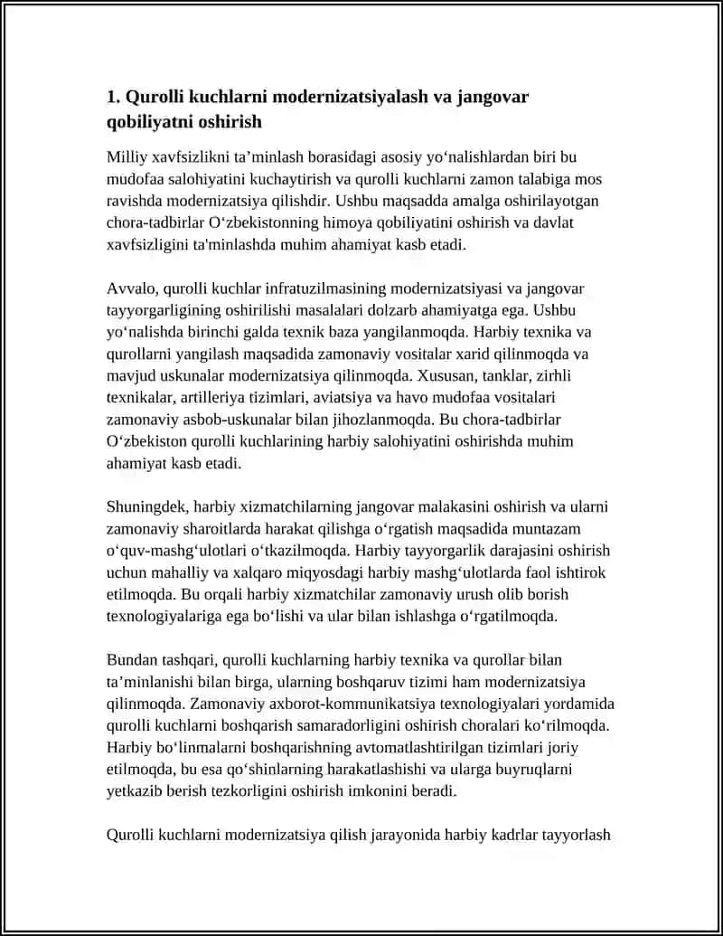 MILLIY XAVFSIZLIKNI TA'MINLASH BORASIDA AMALGA OSHIRILAYOTGAN ISHLAR 3