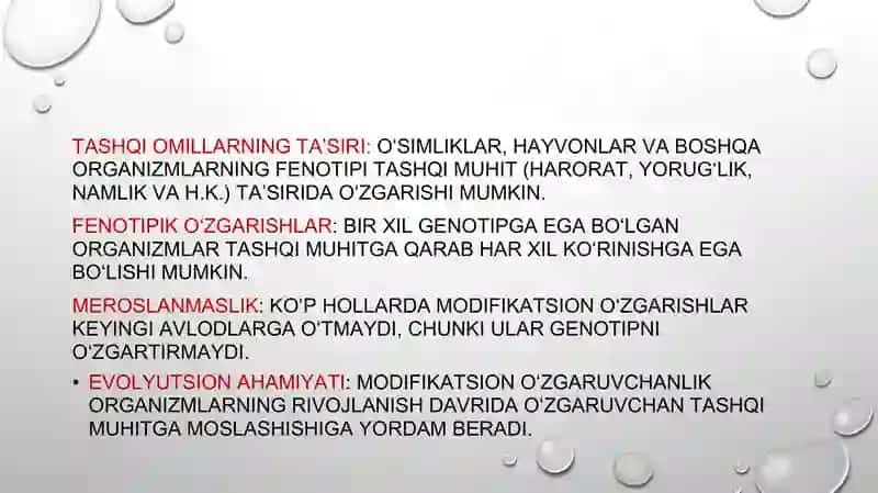 Modifikatsion oʻzgaruvchanlikni statistik usulda oʻrganishga oid masala mashq tuzish va yechish met 3