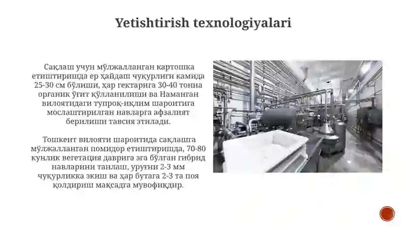 Saqlashga moʻljallangan mahsulotni etishtirishdagi agrotexnik xususiyatlari 3
