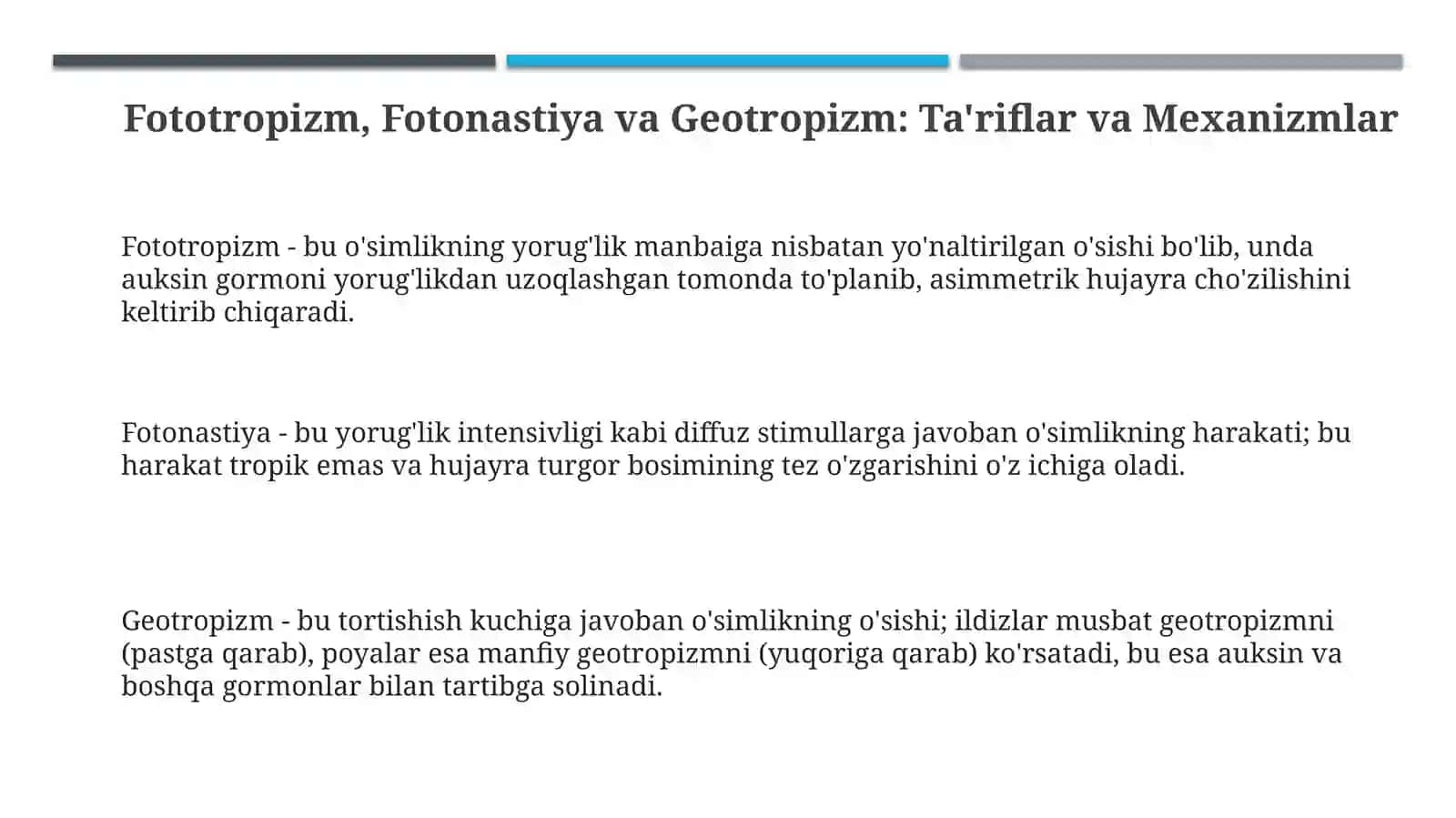 Fototropizm, Fotonastiya va Geotropizm: Ta'riflar va Mexanizmlar 3