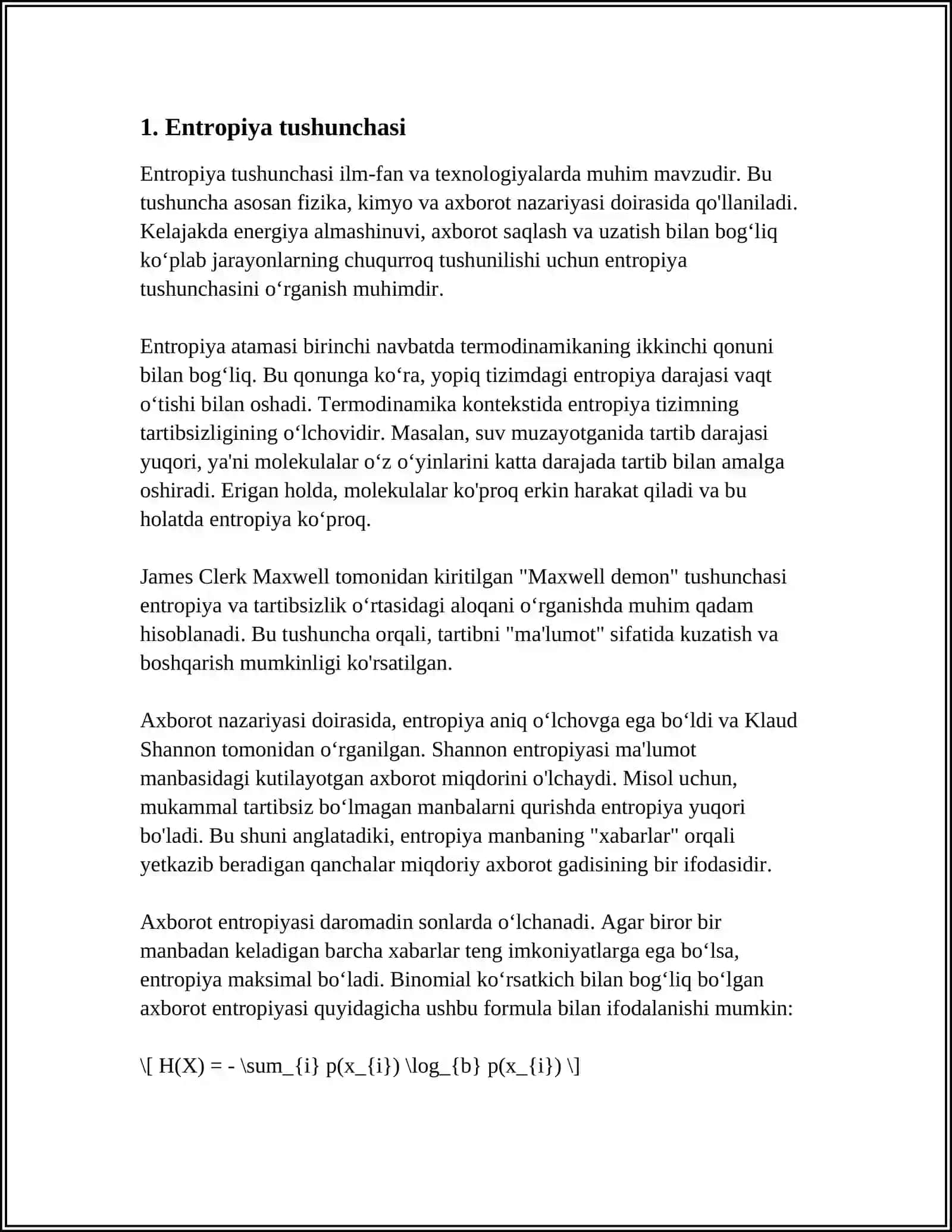 ENTROPIYA TUSHUNCHASI ENTROPIYA XOSSALARI 3
