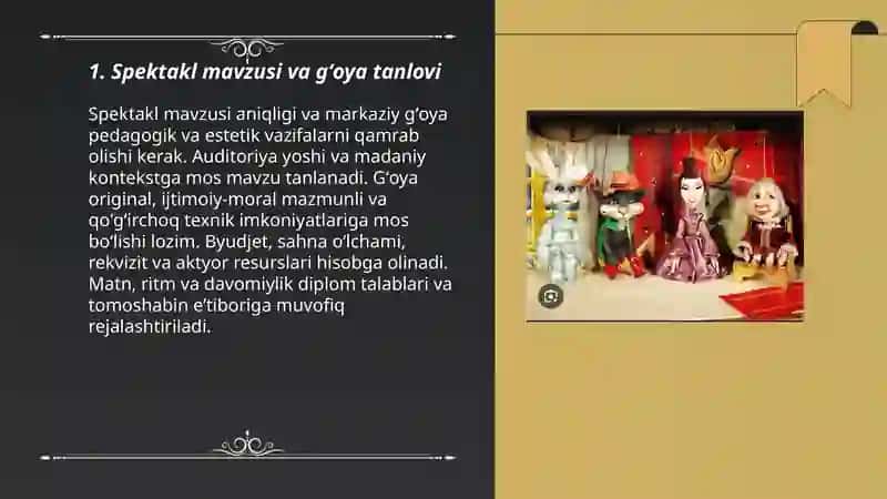 Qoʻgʻirchoq teatr rejissyorligi diplom oldi spektakili haqida 3
