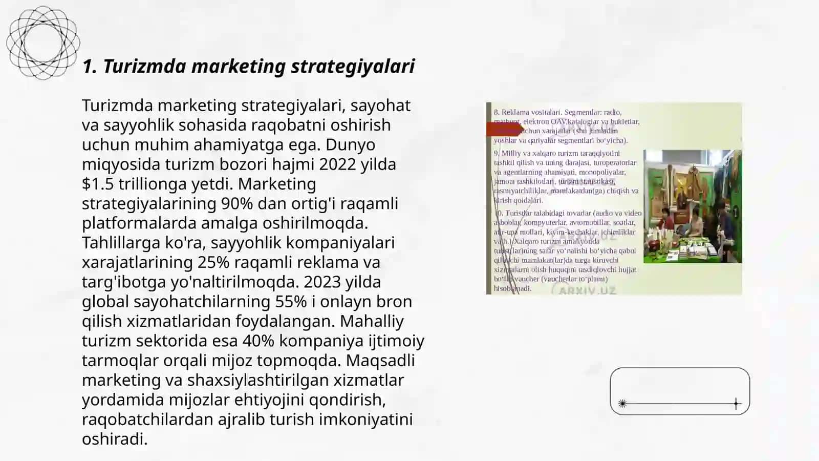 Turizm va mehmonxona xo‘jaligida marketingning o‘rni 3