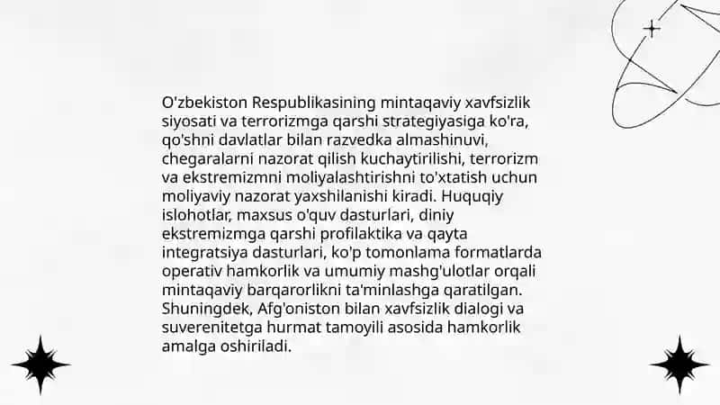 O'zbekiston Respublikasining xavfsizlik siyosati va terrorizmga qarshi kurash strategiyasi 3