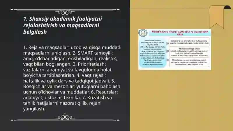 Shaxsiy akademik faoliyati va uni tashkil qilish vositalari 3
