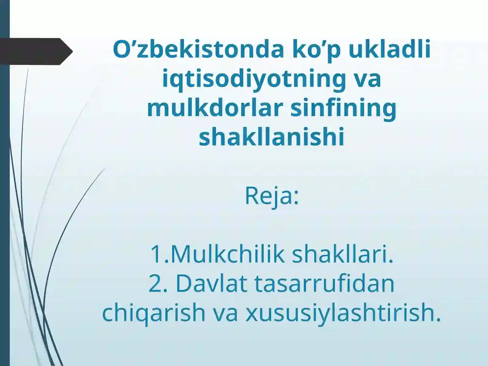 O’zbekistonda ko’p ukladli iqtisodiyotning va mulkdorlar sinfining shakllanishi 3
