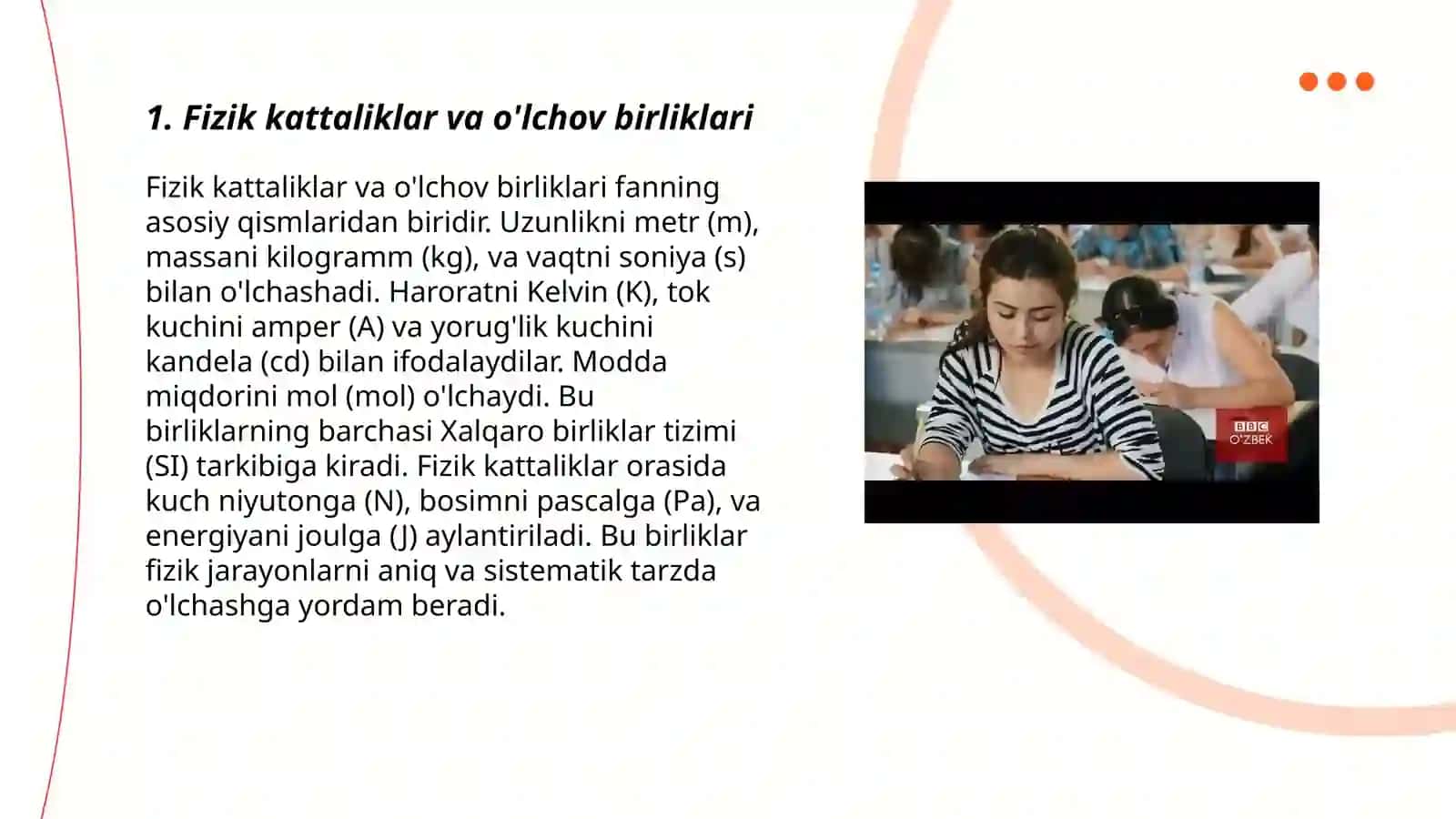 Fizik kattaliklar va o'lchov birliklari 3