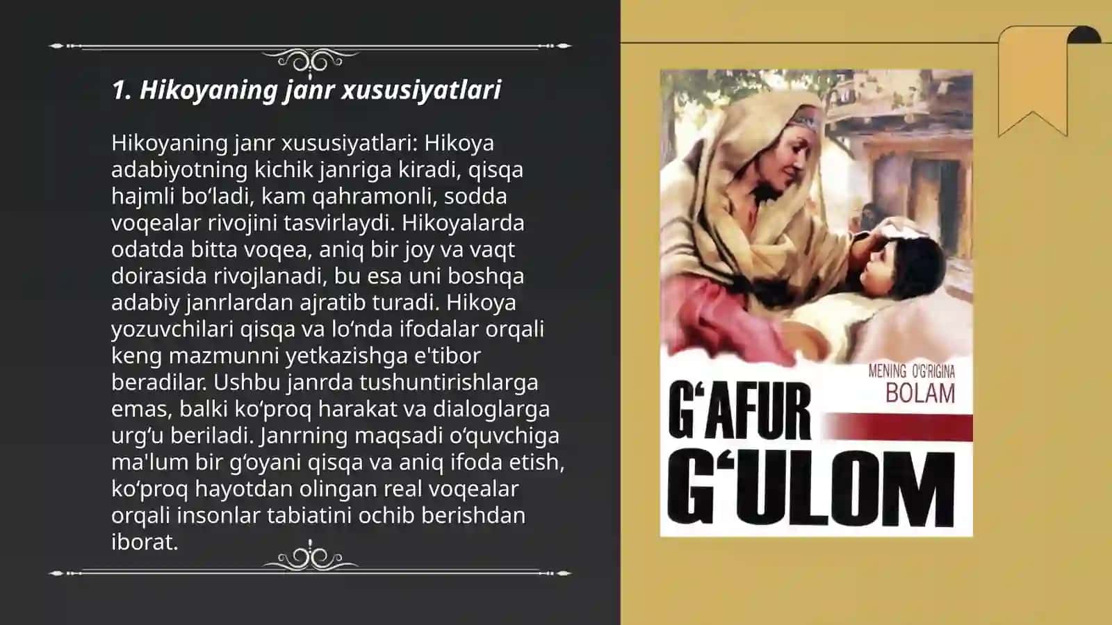Mening o'g'rigina bolam hikoyasi tahlili 3
