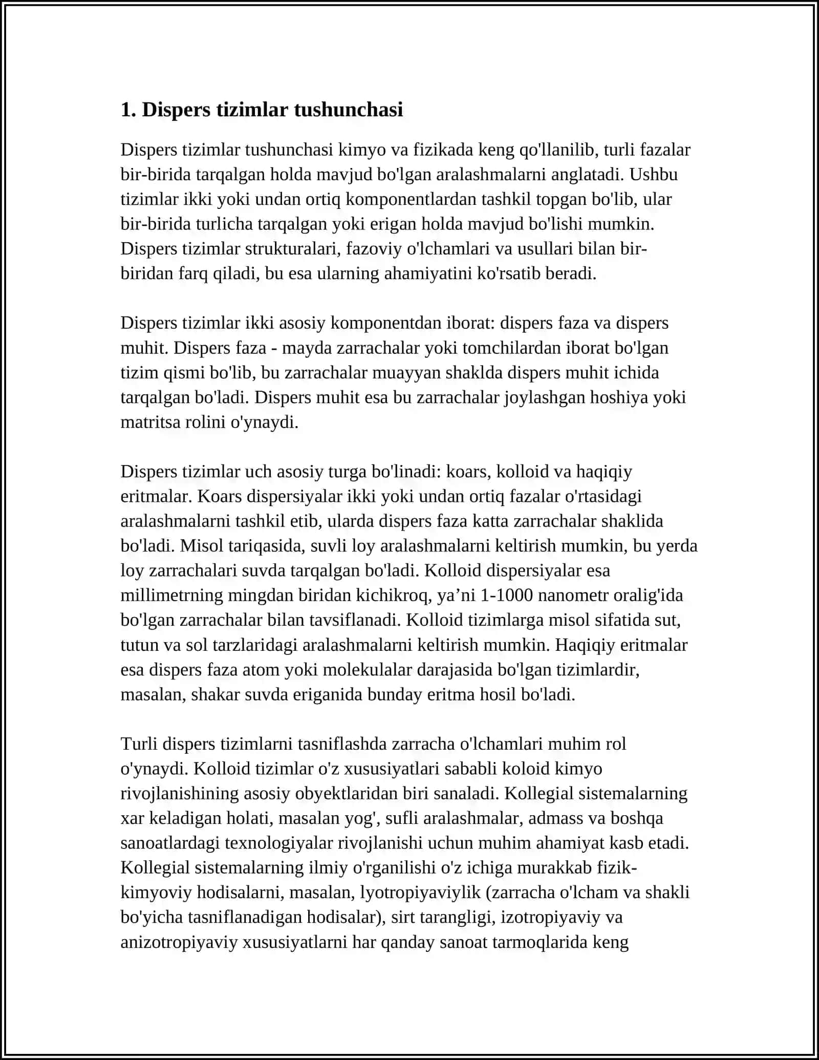 DAGʻAL-DISPERS SISTEMALARNING XOSSALARI VA ULARNI TIBBIYOT FARMAKOLOGIYADA ISHLATILISHI 3