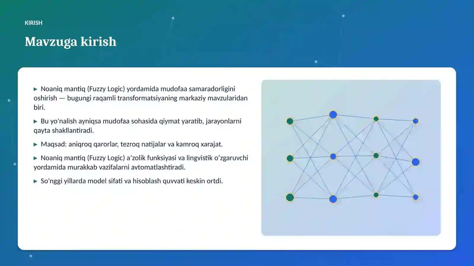 Noaniq mantiq (Fuzzy Logic) yordamida mudofaa samaradorligini oshirish 3