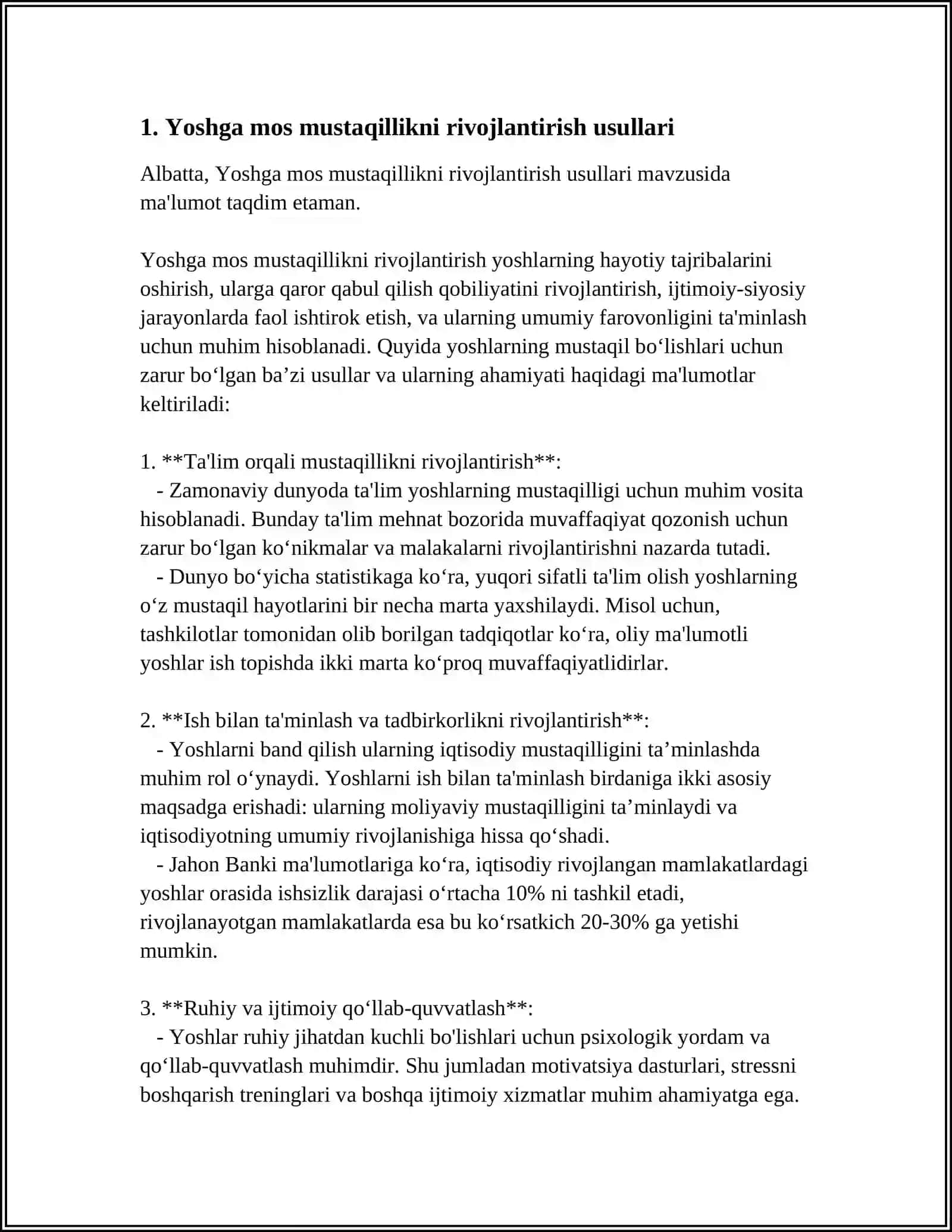 BOLALARDA MUSTAQILLIKNI RIVOJLANTIRISH METODLARI 3