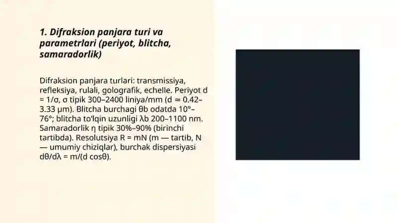 Difraksion panjara turi va parametrlari 3