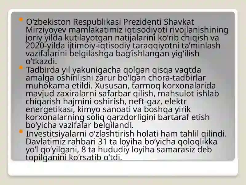 Mamlakatimizijtimoiy-iqtisodiy taraqqiyotining sifat bosqichiga o‘tishida Shavkat Mirziyoyevning tashabbuslarining o‘rni 3