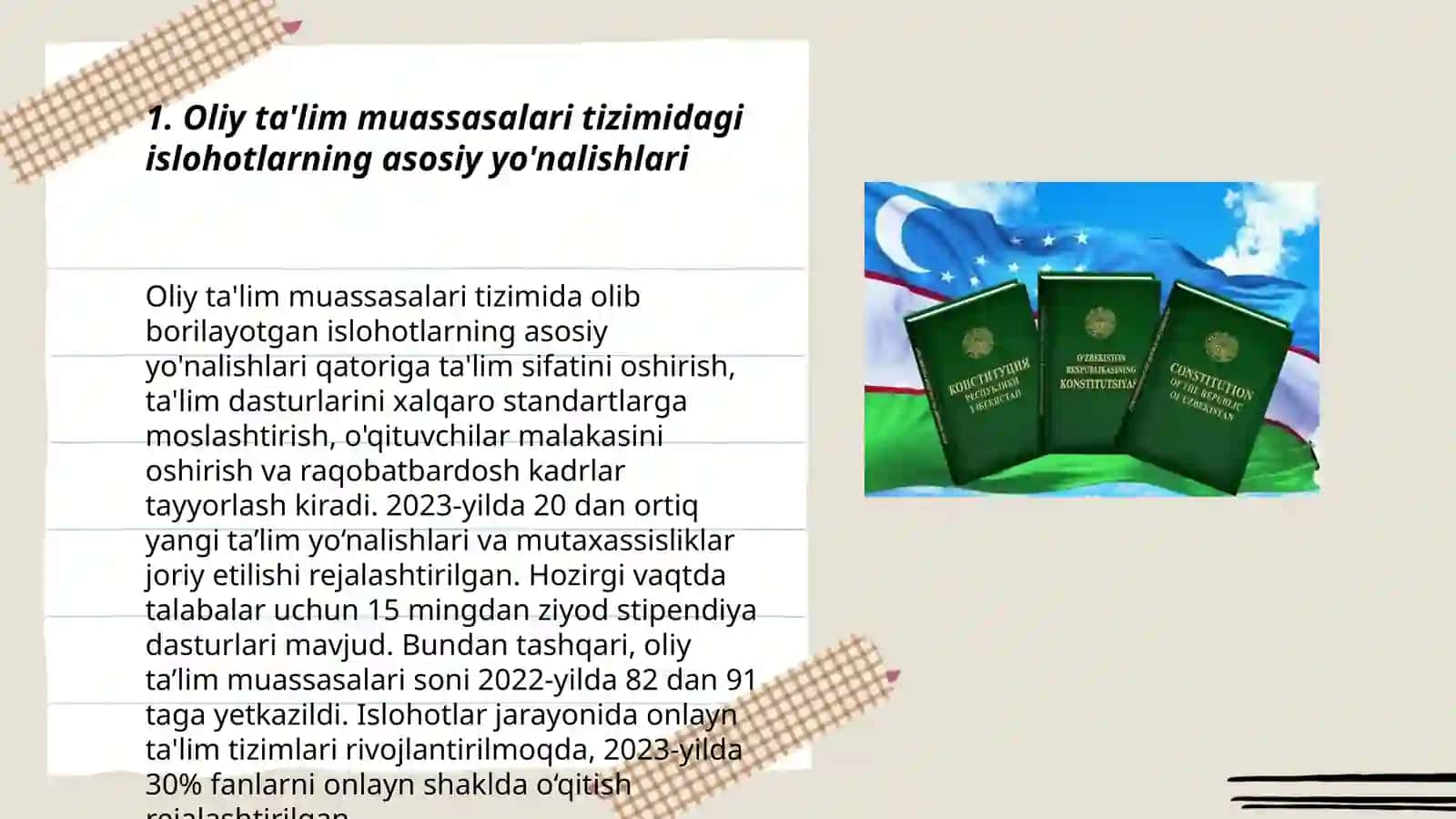Oliy Taʼlim muassasalari tizimida amalga oshirilayotgan islohotlar va uning istiqboli 3