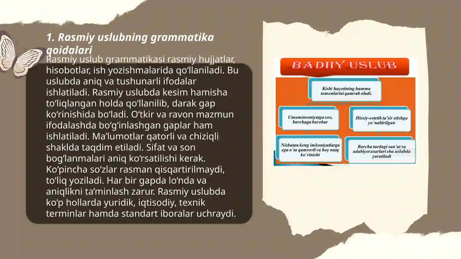 Rasmiy uslubning xususiyatlarini bayon qilish 3