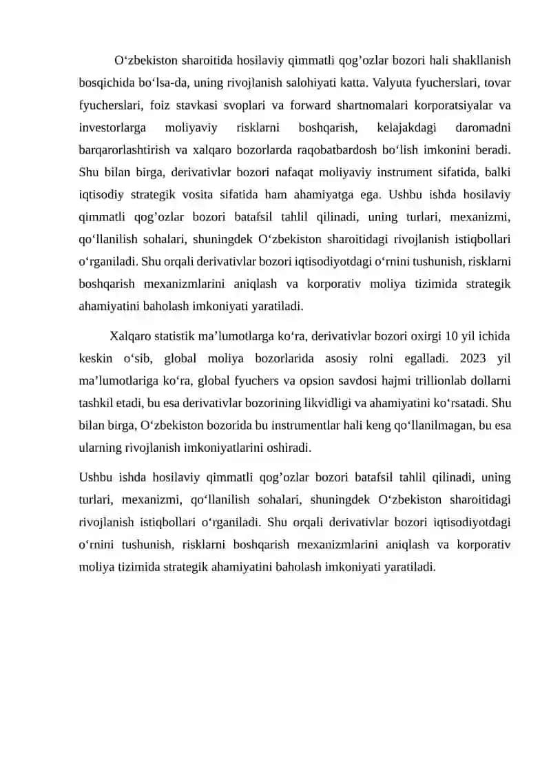 Hosilaviy qimmatli qog’ozlar bozori 3