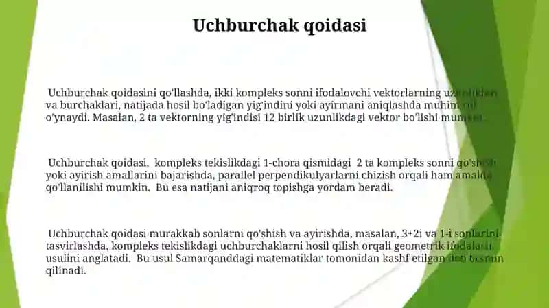 Kompleks sonlarni qo'shish va ayrishning geometrik tasviri 3