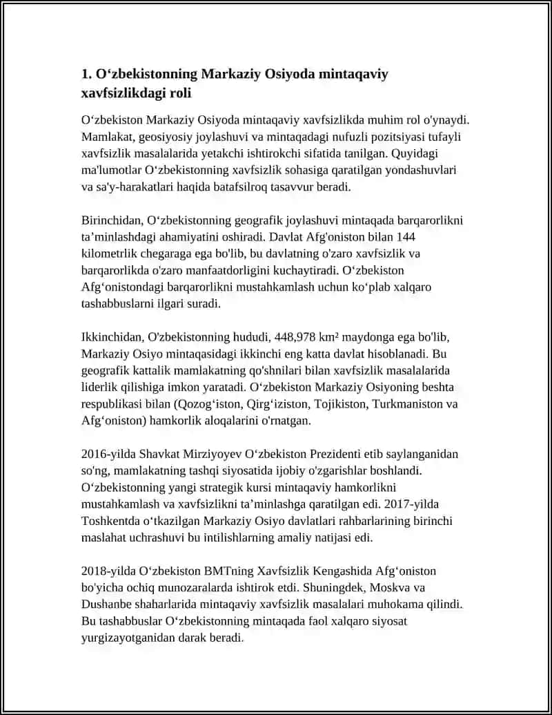 Oʻzbekistonni Markaziy Osiyoda Tinchliksevarlik Oʻrni 3