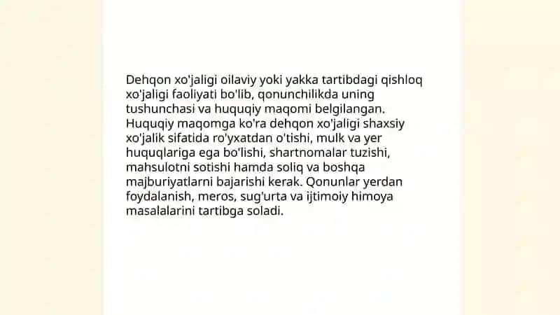 Qishloq xoʻjalik subyekti sifatida dehqon xo'jaliklarining huquqiy holati 3