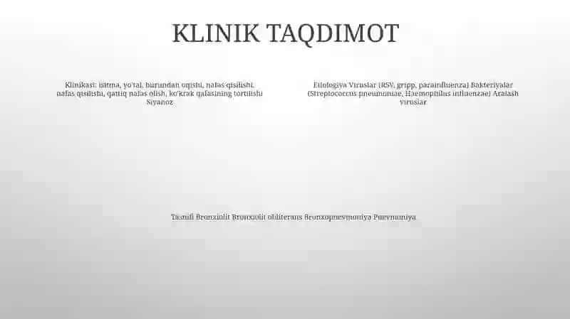 Bolalarda O'Tkir Zotiljam.Klasifikatsiyasi 3