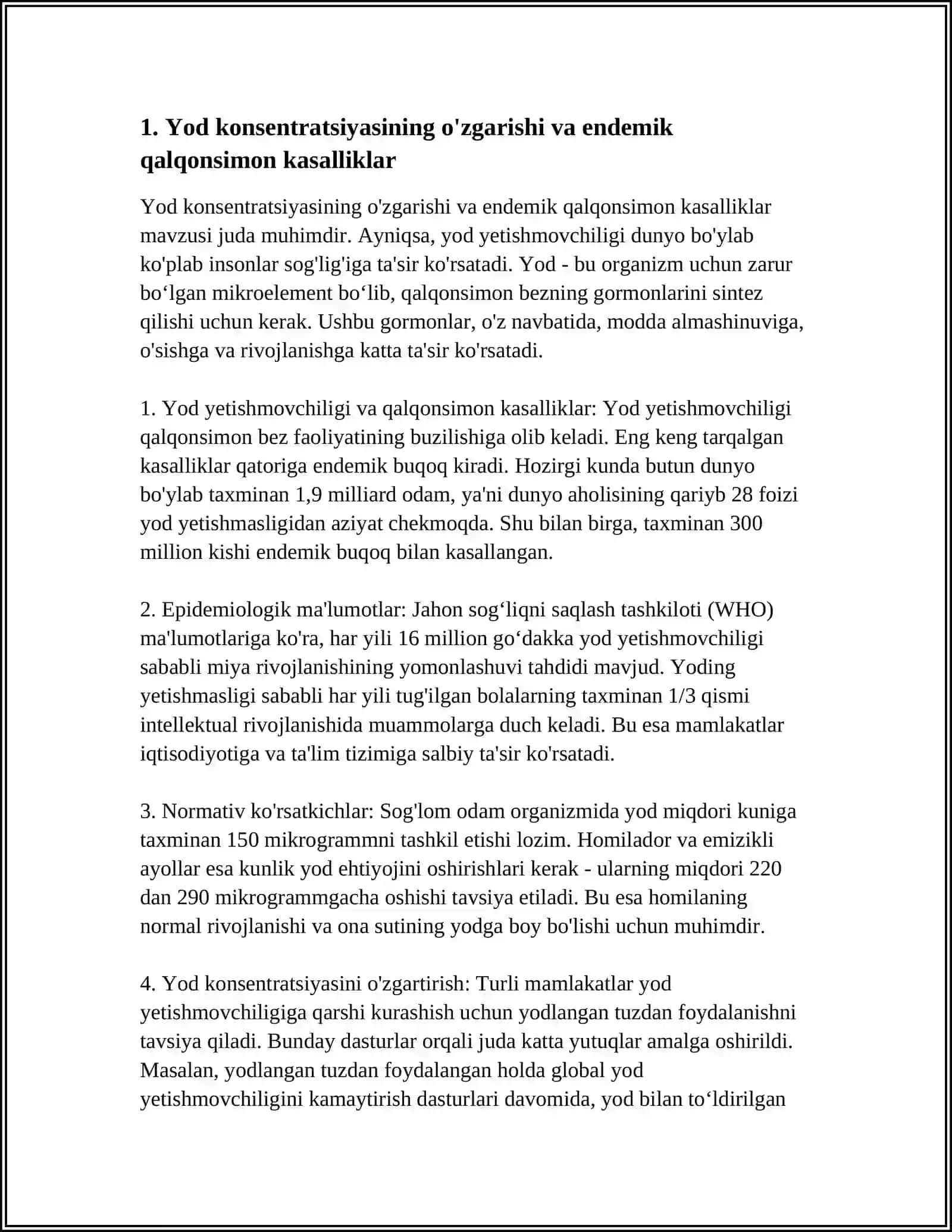 BIOGEN ELEMENTLAR KONSENTRATSIYASI OʻZGARISHI BILAN BOGʻLIQ BOʻLGAN ENDEMIK VA KASB KASALLIKLARI 3