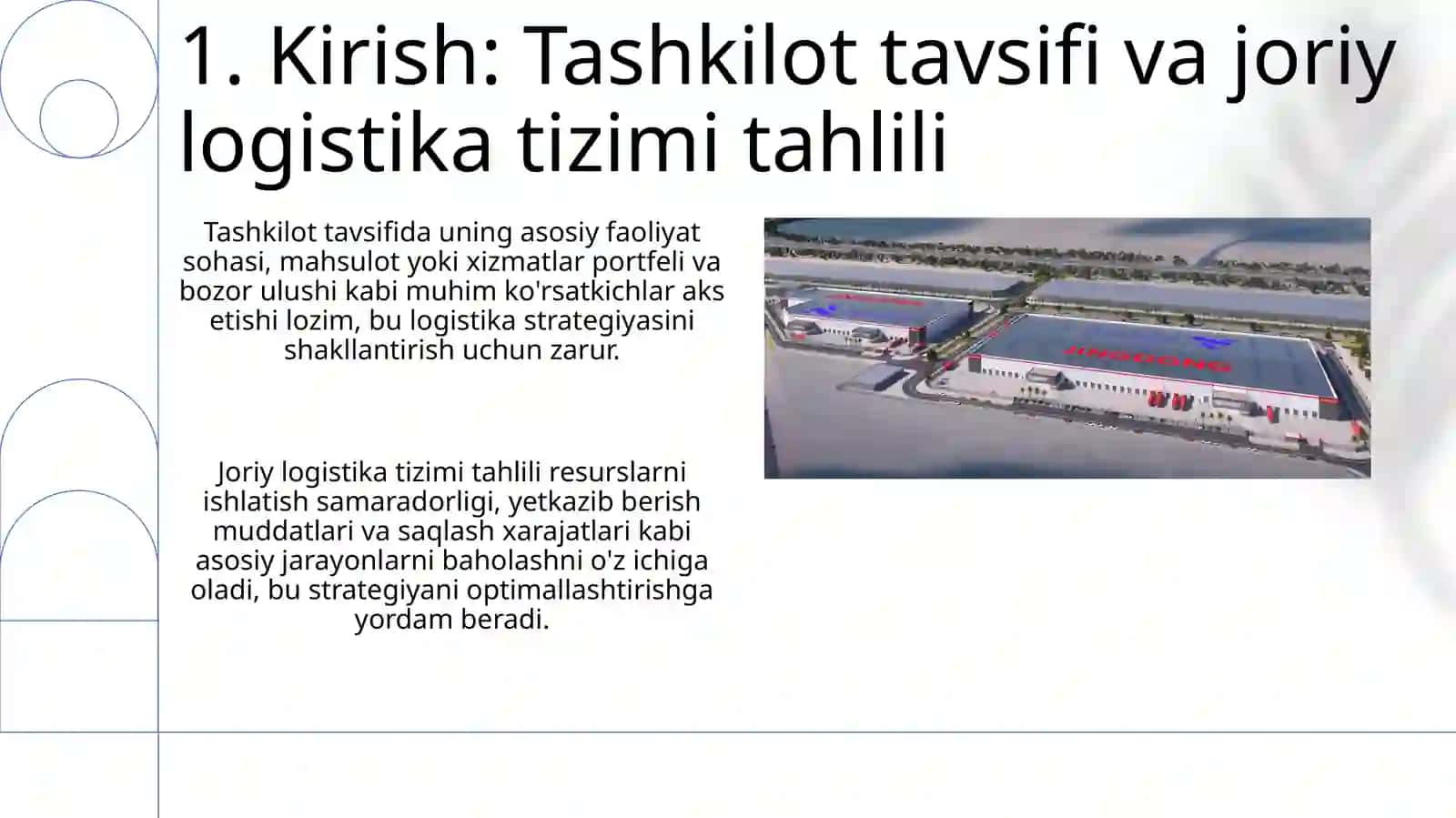 Logistika strategiyasini ishlab chiqishning asosiy elementlari 3