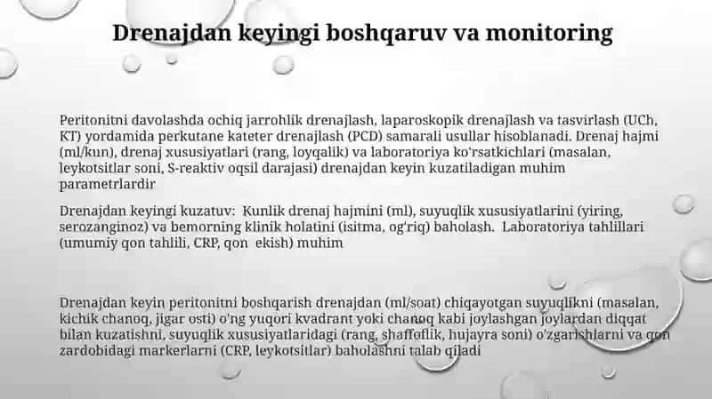 Peritonitlarda qorin boʻshligʻini drenajlash usullari 3