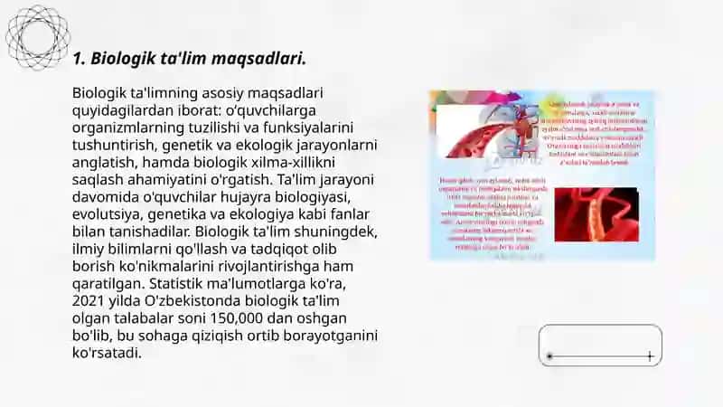 Biologik ta'lim mazmuni, metodlari, vositalari va shakllarining uygʻunligi 3