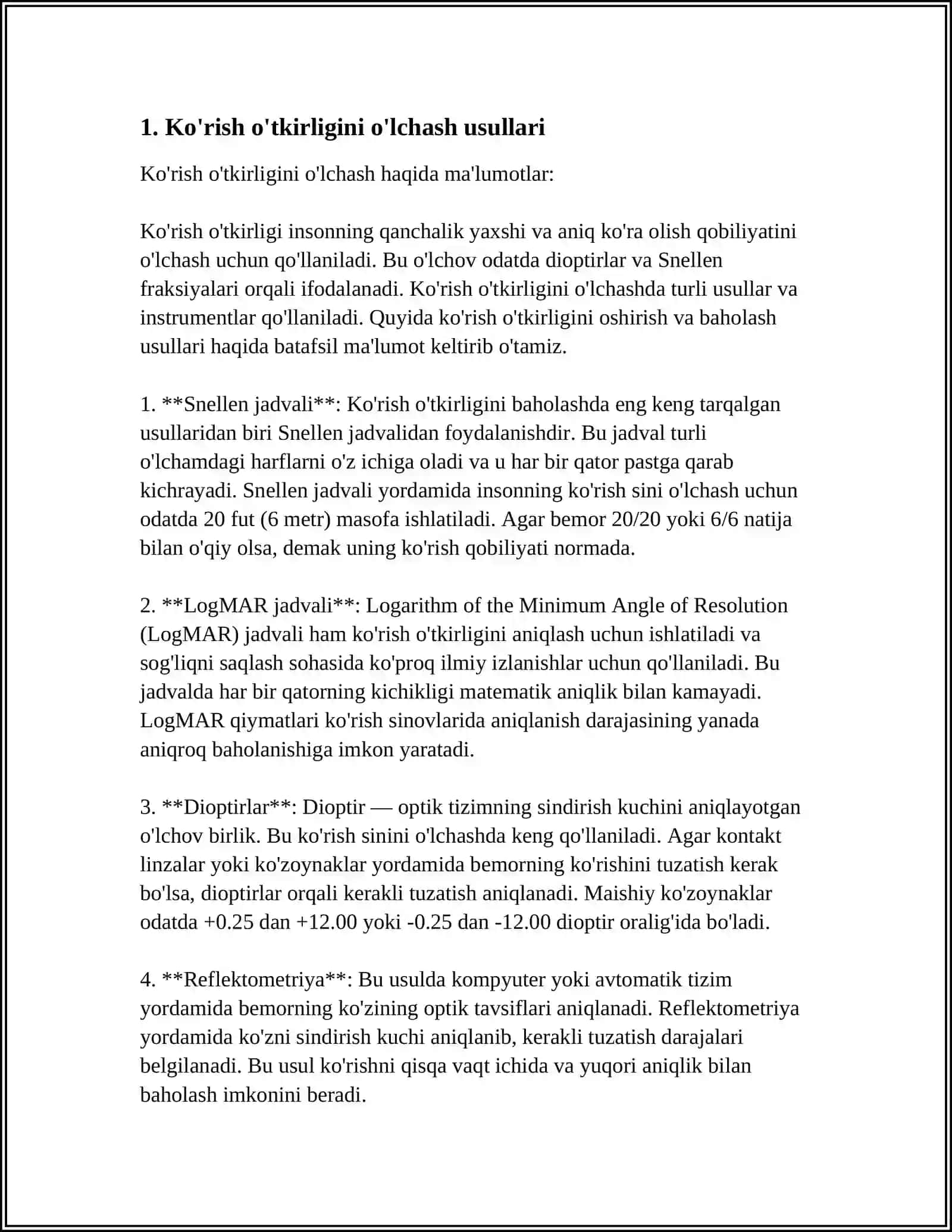 KOʻRISH OʻTKIRLIGINI ANIQLASH MIOPIYA GIPERMETROPIYA PRESBIOPIYA KASALLIKLARI 3