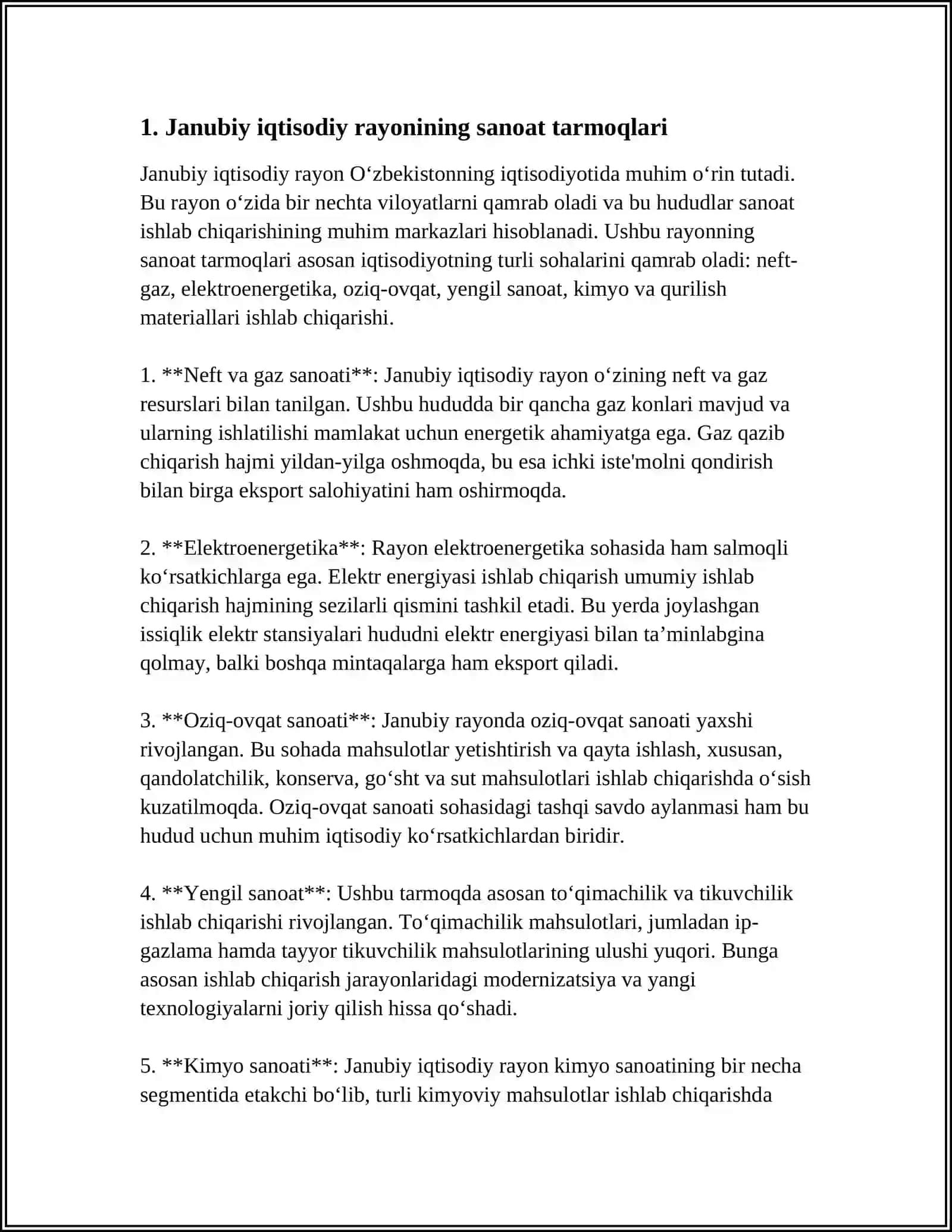 Janubiy IQTISODIY RAYONINING SANOATI VA QISHLOQ XOʻJALIGI 3