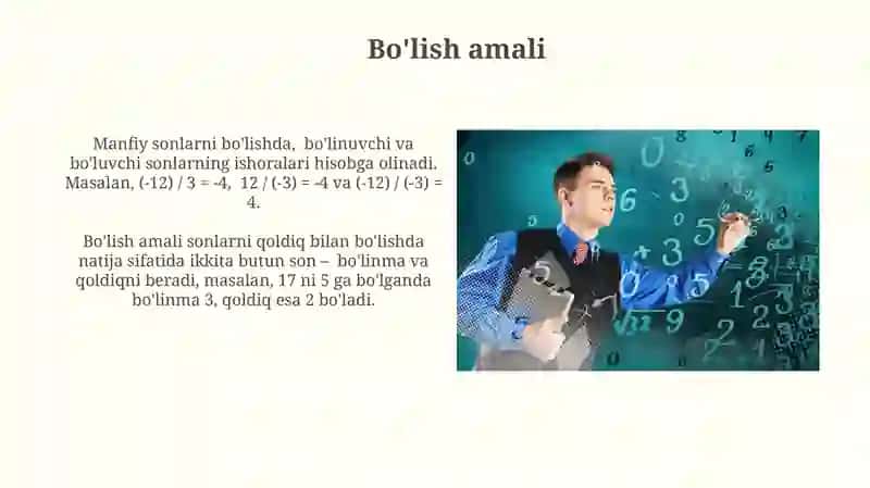 Nomanfiy butun sonlar ustida amallar 3