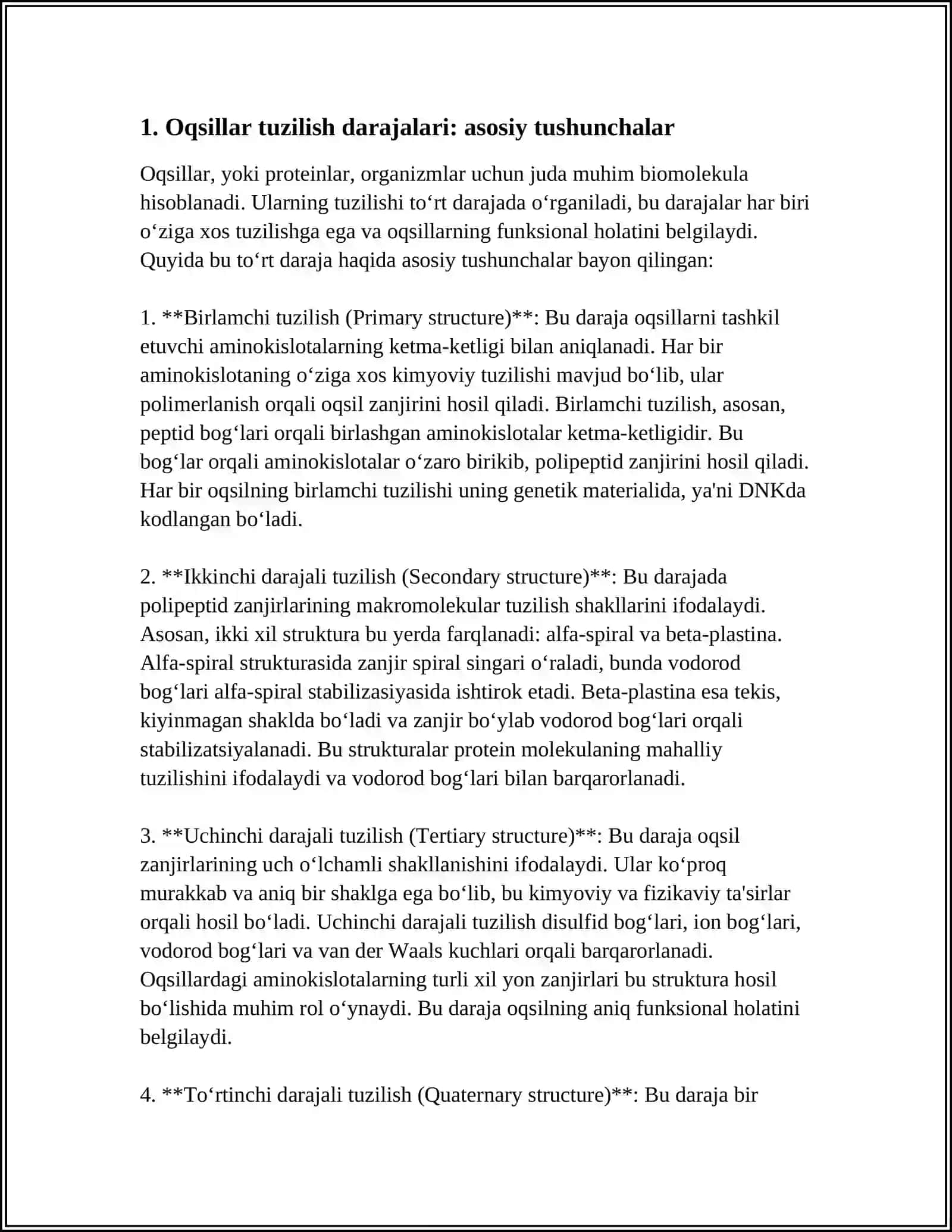 OQSILLARNING TUZILISH DARAJALARI, ULARNI ANIQLASHDA QOʻLLANILADIGAN ZAMONAVIY USLUBLAR 3