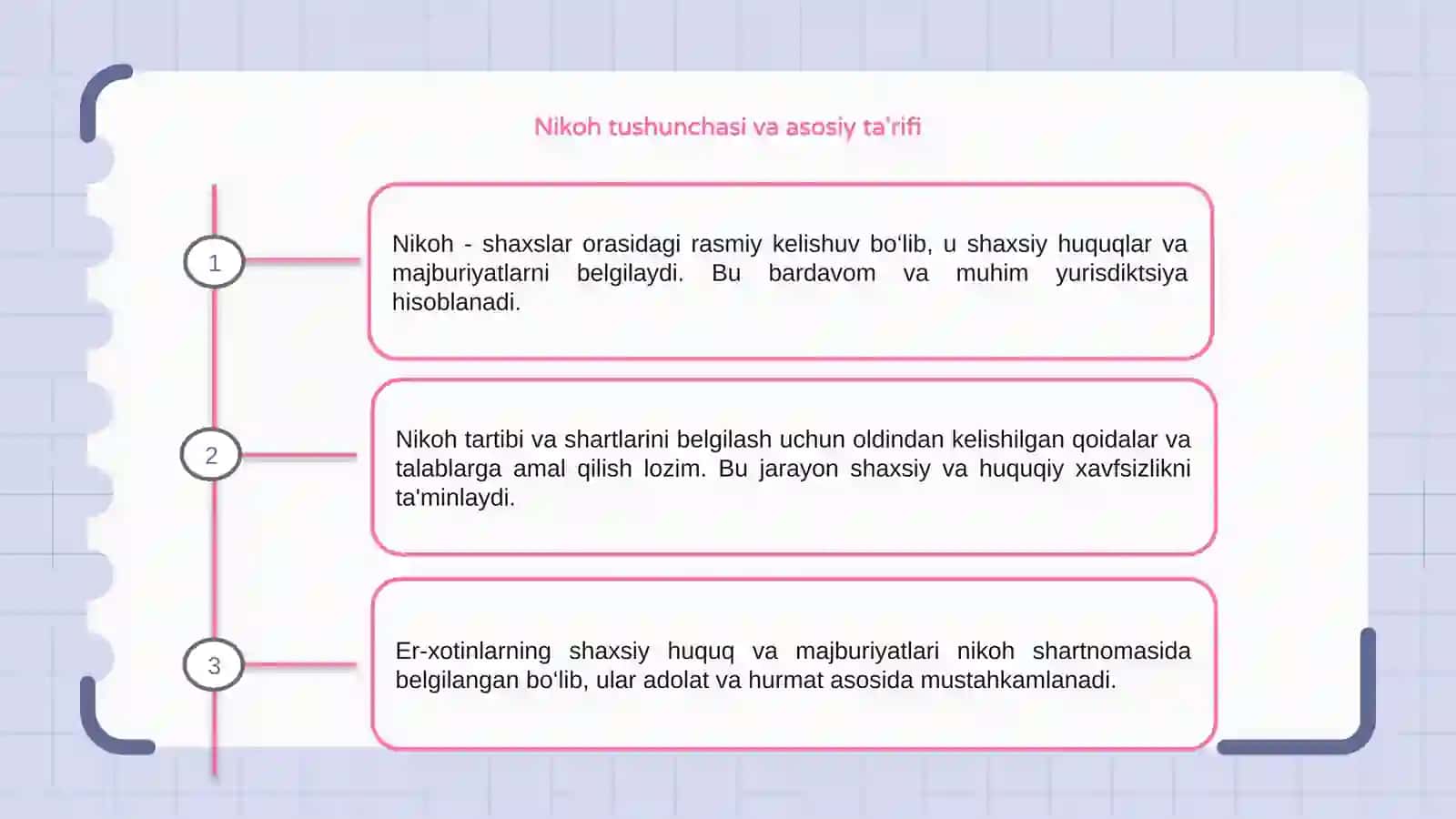 Nikoh tuzish tartibi va shartlari er-xotinning shaxsiy huquq va majburiyatlari 3