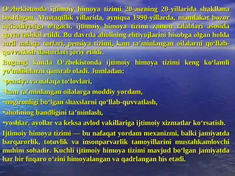 O‘zbekiston Respublikasidagi ijtimoiy sohadagi islohotlar 3