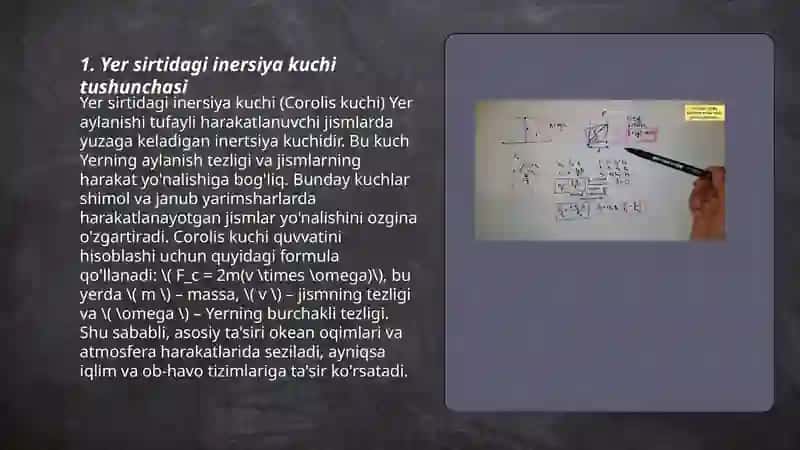 Yer sirtidagi inersiya kuchi 3