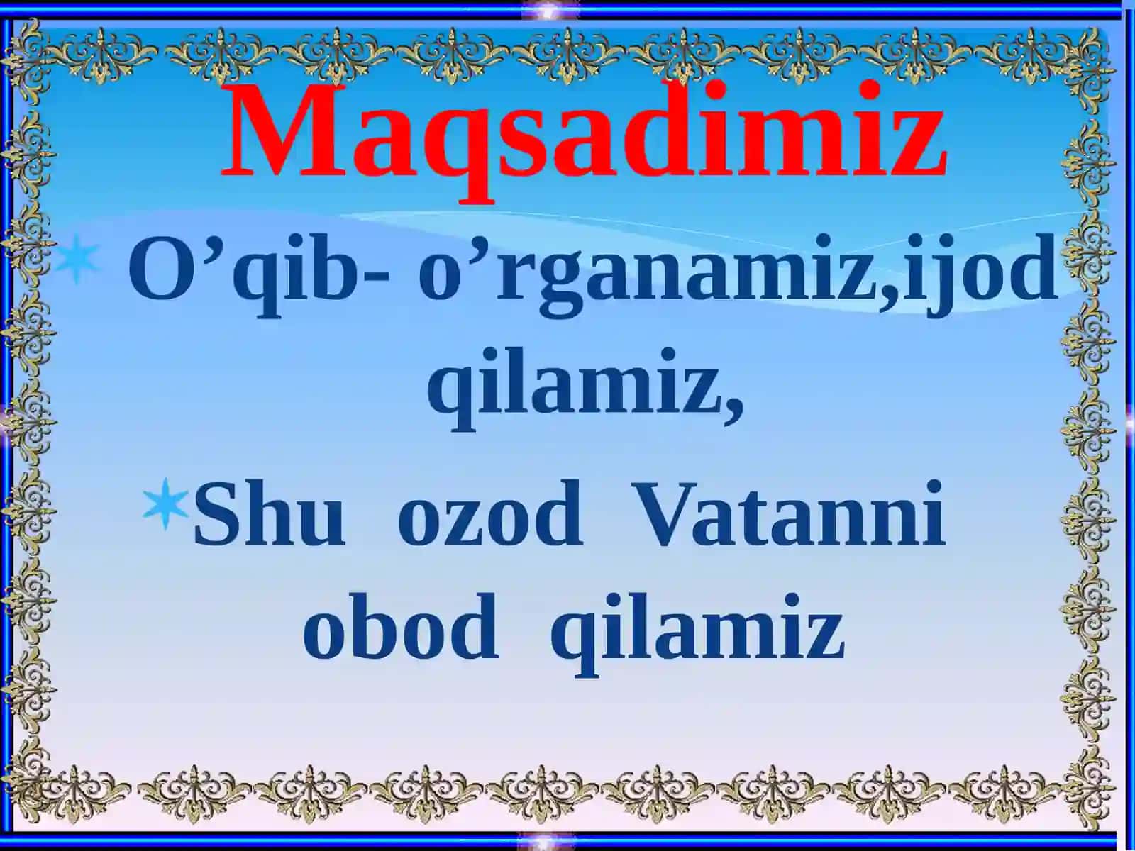 O’QISH FANIDAN Dars ishlanmasi O`qishdarsi 1-sinf Mavzu: “NAVRO’Z” 3