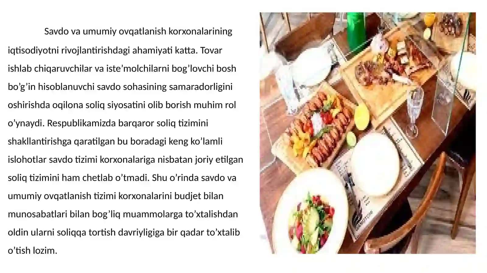 Savdova umumiy ovqatlanish korxonalarini soliqqa tortish 3