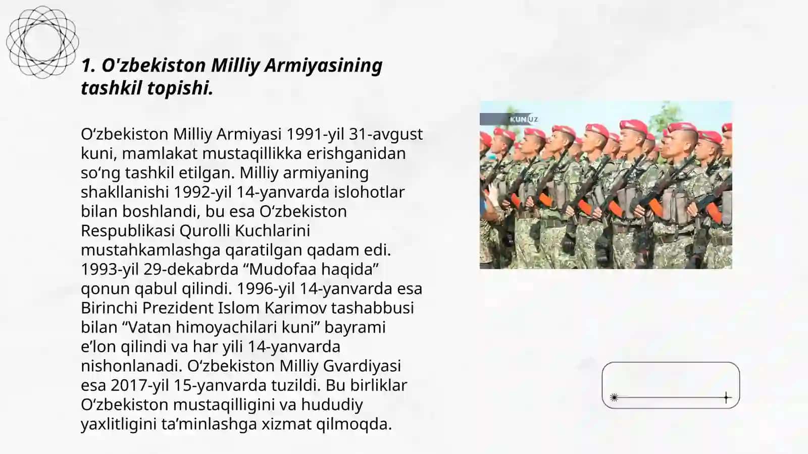 o'zbekiston milliy armiyasining shakllanishi va harbiy islohatlar 3