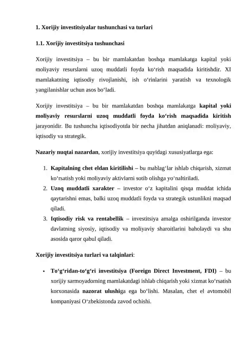 XORIJIY INVESTITSIYALAR OQIMINI PROGNOZLASH USULLARI 3