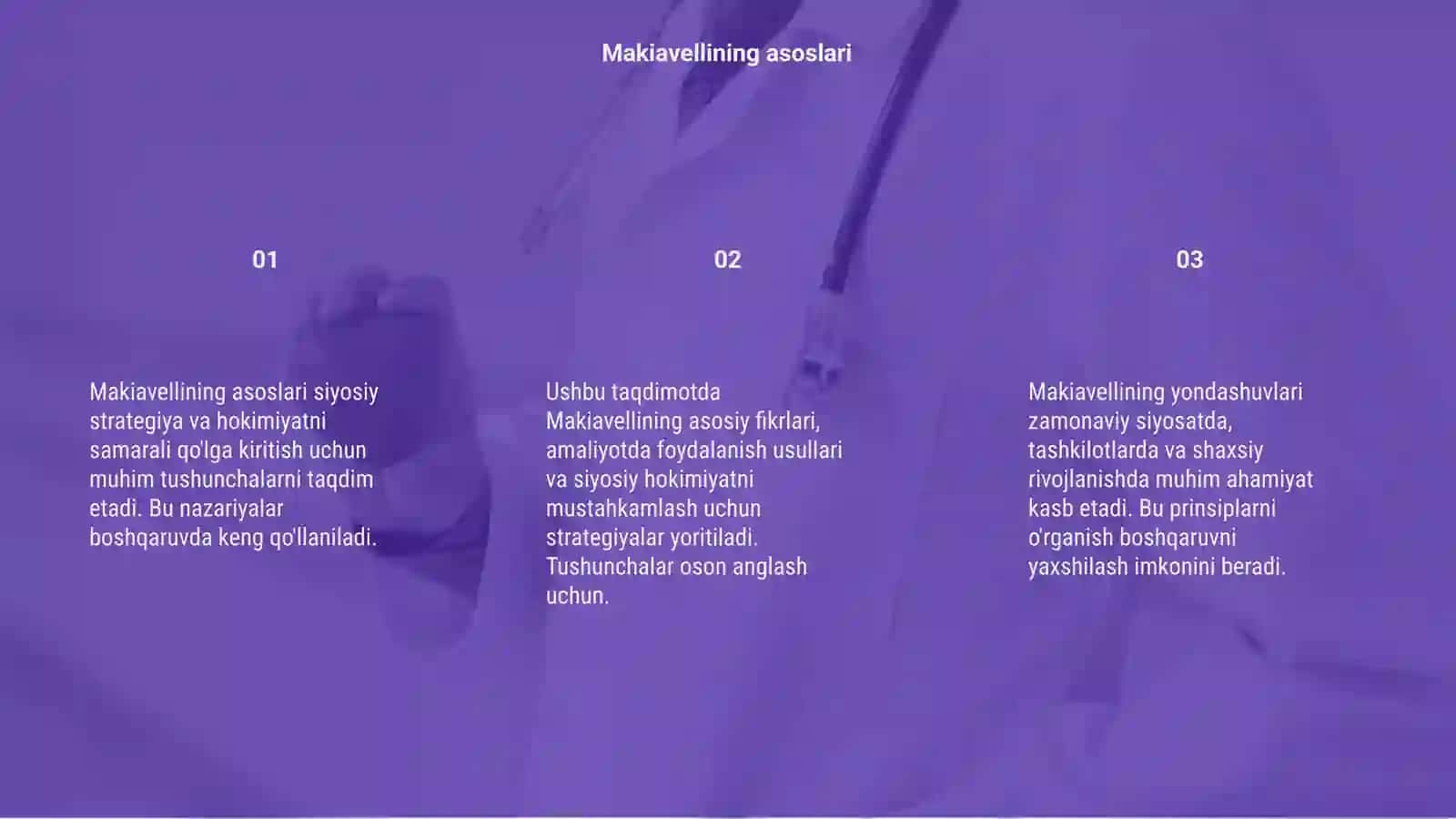 Makiavellining "xukmdor asari bo'yicha taqdimot tayyorlash 3